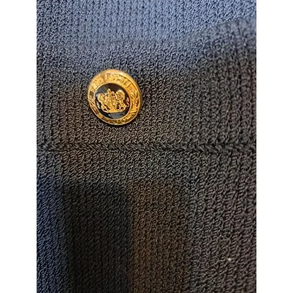 ST. JOHN BASICS Santana Knit Cardigan And Pants Black Military Gold Button M